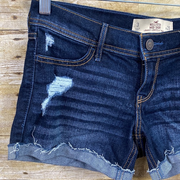 Hollister dark wash denim midi short size 3 waist 26 - Picture 3 of 7